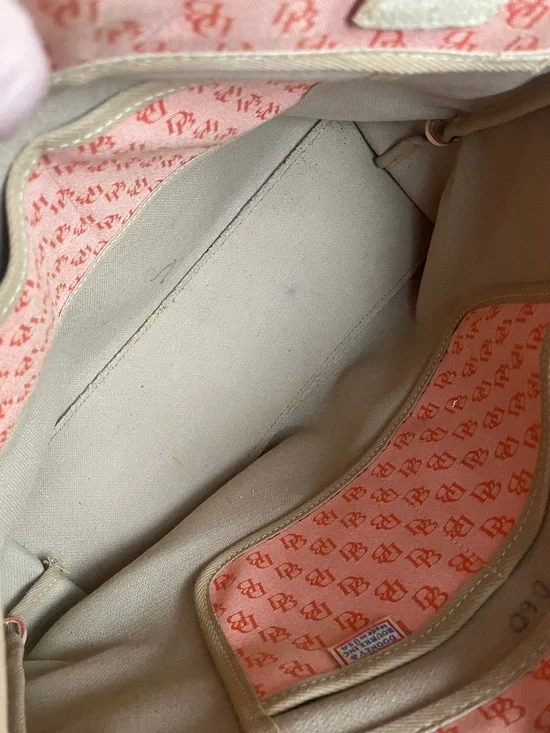 Dooney & Bourke Coral Orange Logo Tote with Tassel Drawstring - Picture 16 of 16